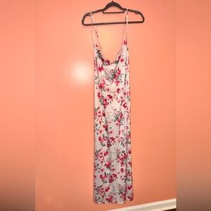 Floral Maxi Dress with Pink and Blue Accents